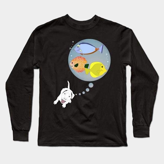 Ein kleiner Hund denkt an drei Fische Long Sleeve T-Shirt by Guth